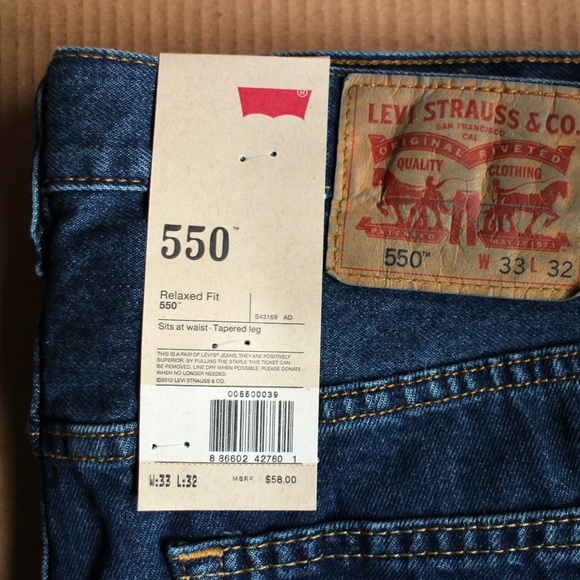 Levi's 550 Relaxed Fit Jeans Tapered Leg W:33 L:32 - Picture 7 of 8